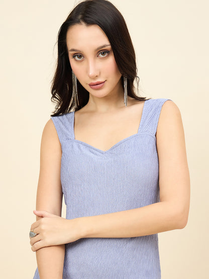 Sweetheart Neck Ribbed Mini Dress with Ruffled Hem
