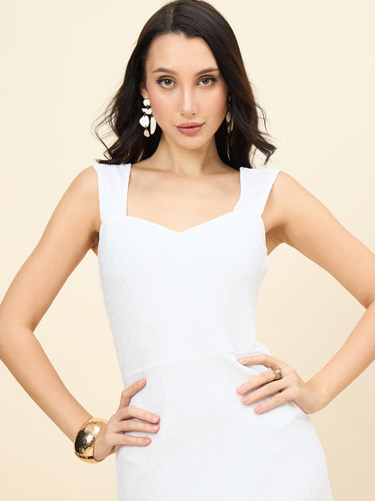 Sweetheart Neck Ribbed Mini Dress with Ruffled Hem