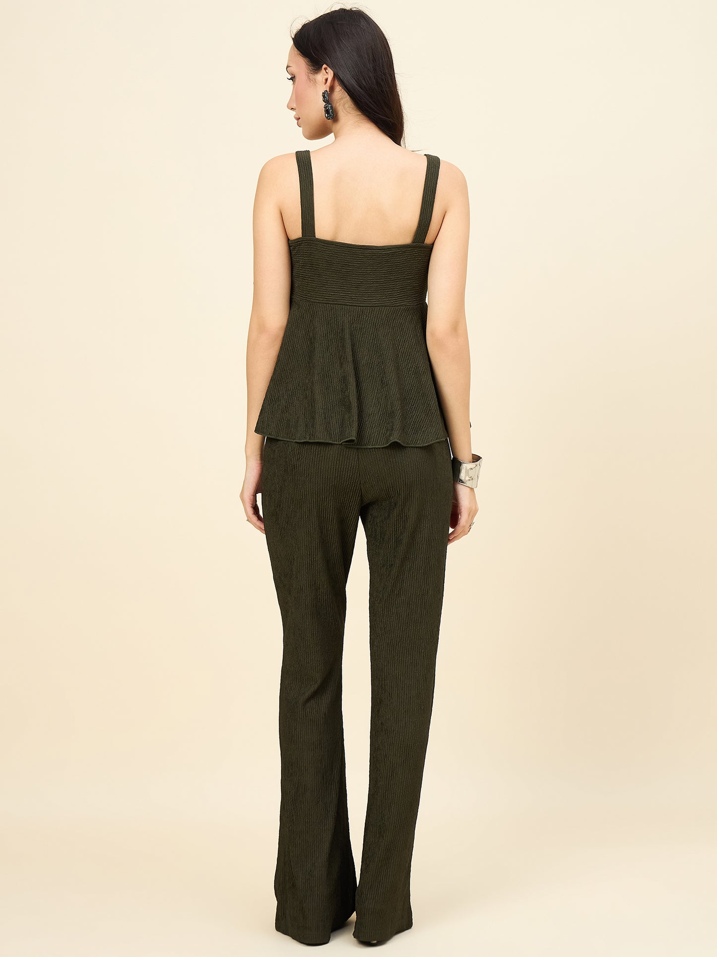 Black Ribbed Co-ord Set with Twisted Knot Detail