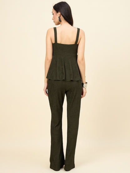 Black Ribbed Co-ord Set with Twisted Knot Detail