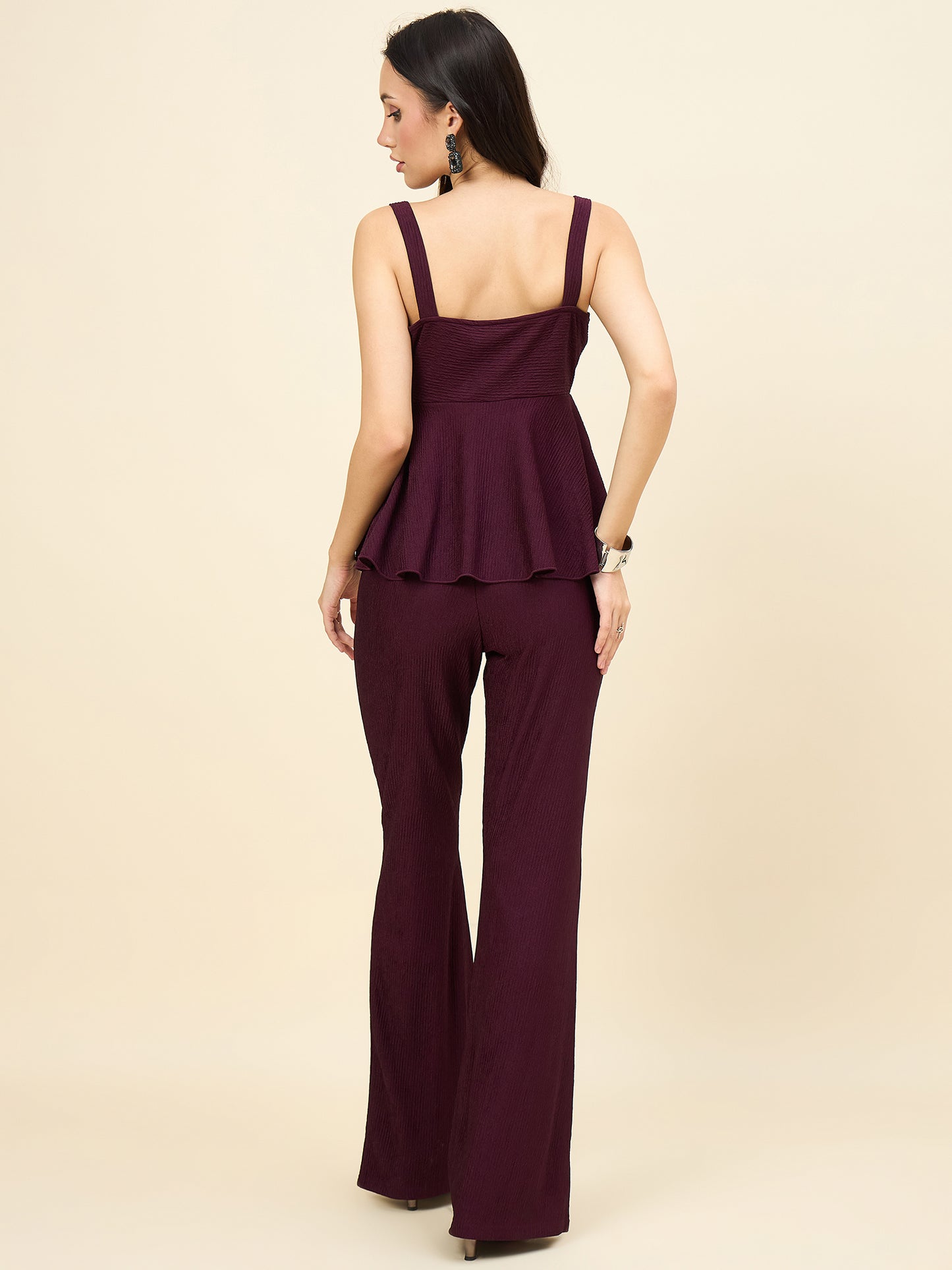 Black Ribbed Co-ord Set with Twisted Knot Detail