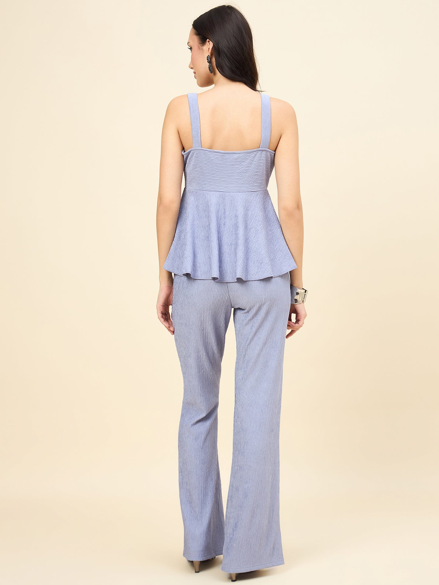 Black Ribbed Co-ord Set with Twisted Knot Detail