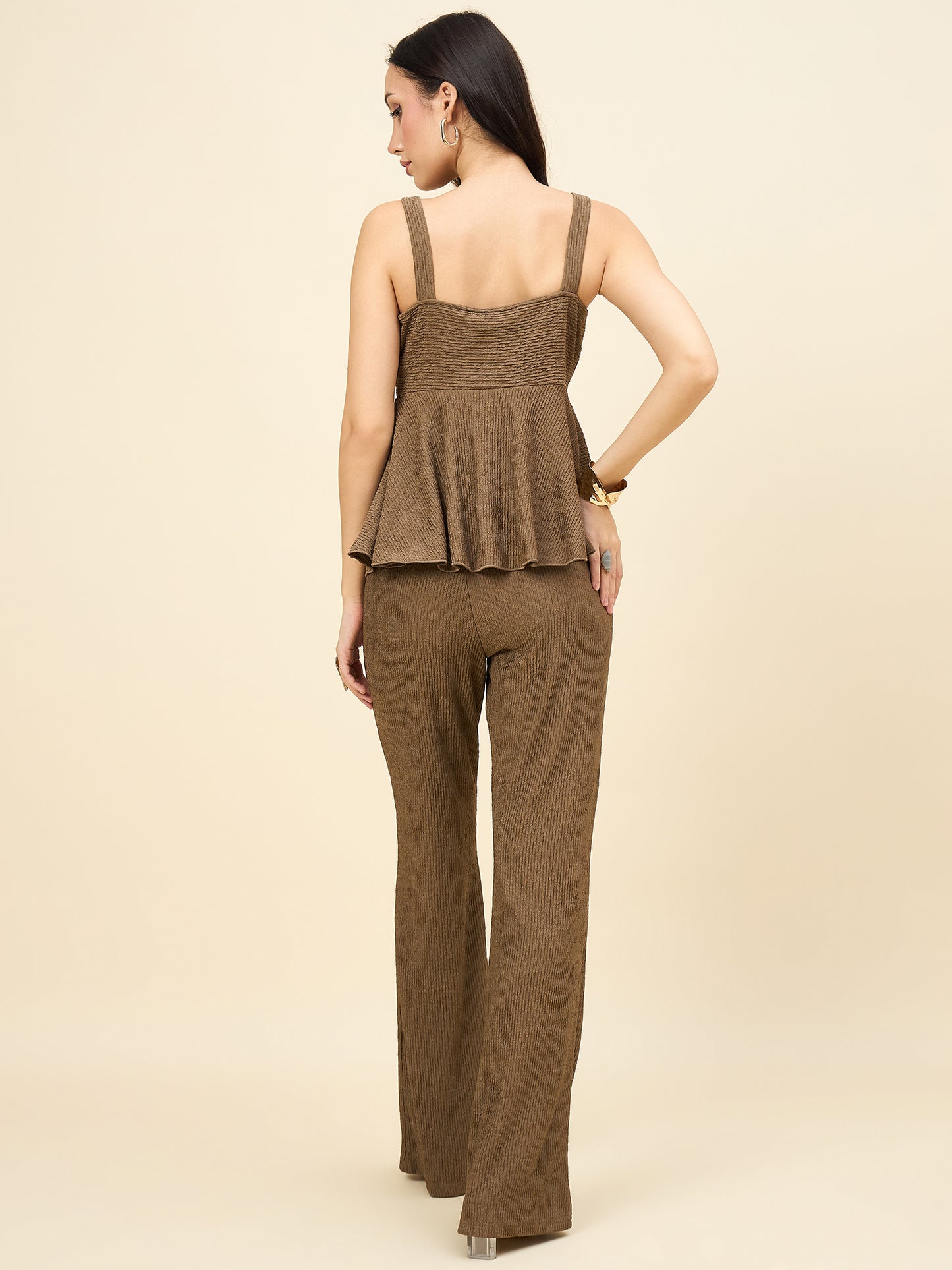 Black Ribbed Co-ord Set with Twisted Knot Detail