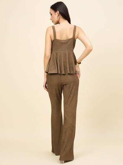 Black Ribbed Co-ord Set with Twisted Knot Detail