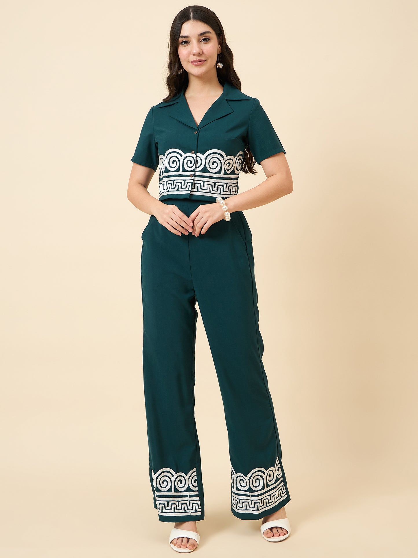 Embroidered Teal Green Co-ord Set