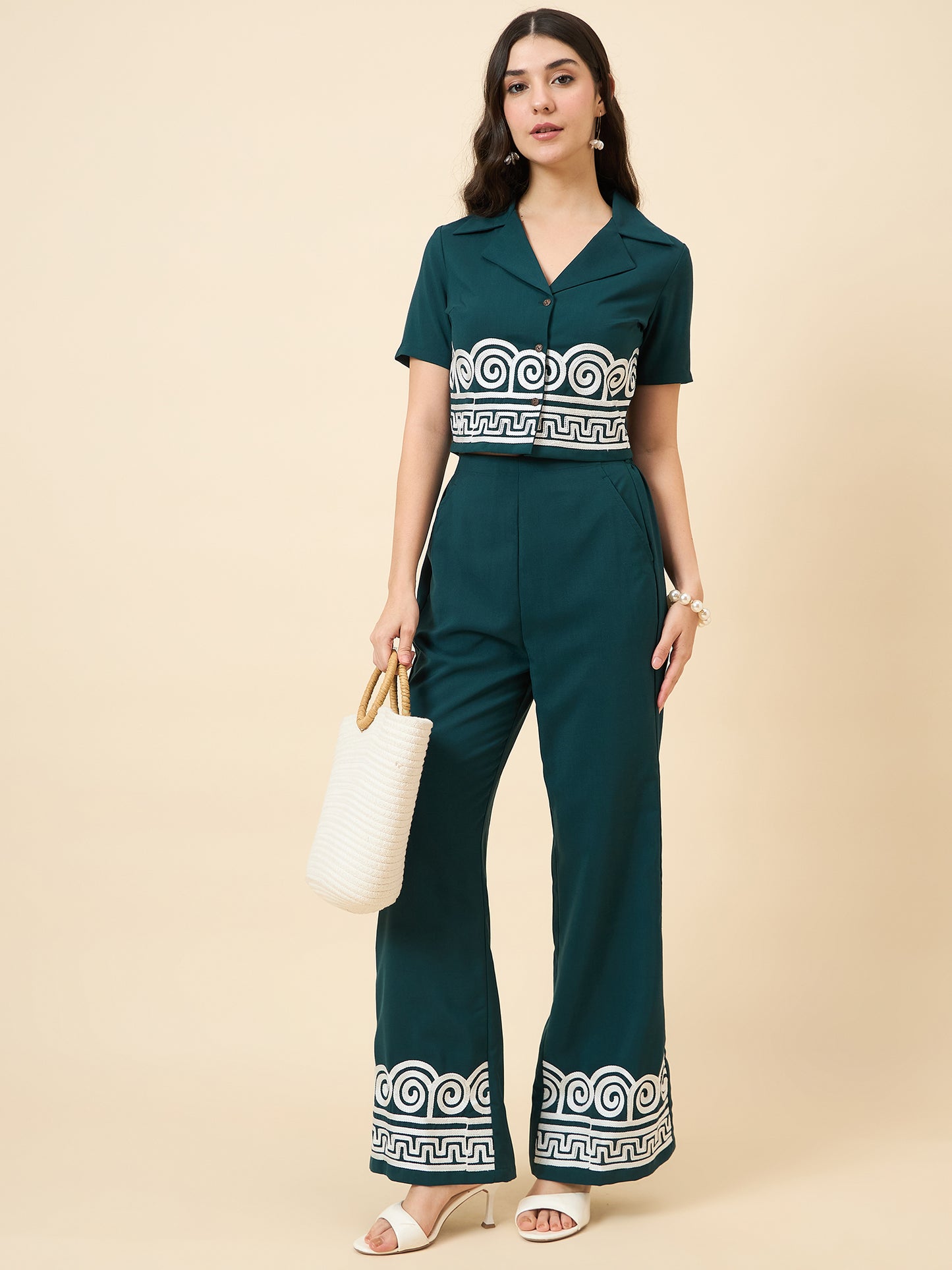 Embroidered Teal Green Co-ord Set