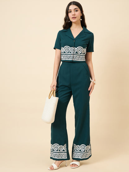 Embroidered Teal Green Co-ord Set