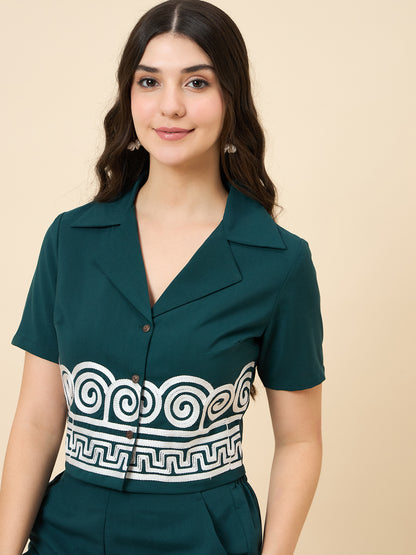 Embroidered Teal Green Co-ord Set