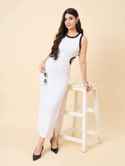 Piping Accent Bodycon Maxi with Side Openings