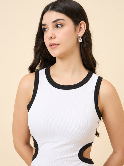 Piping Accent Bodycon Maxi with Side Openings