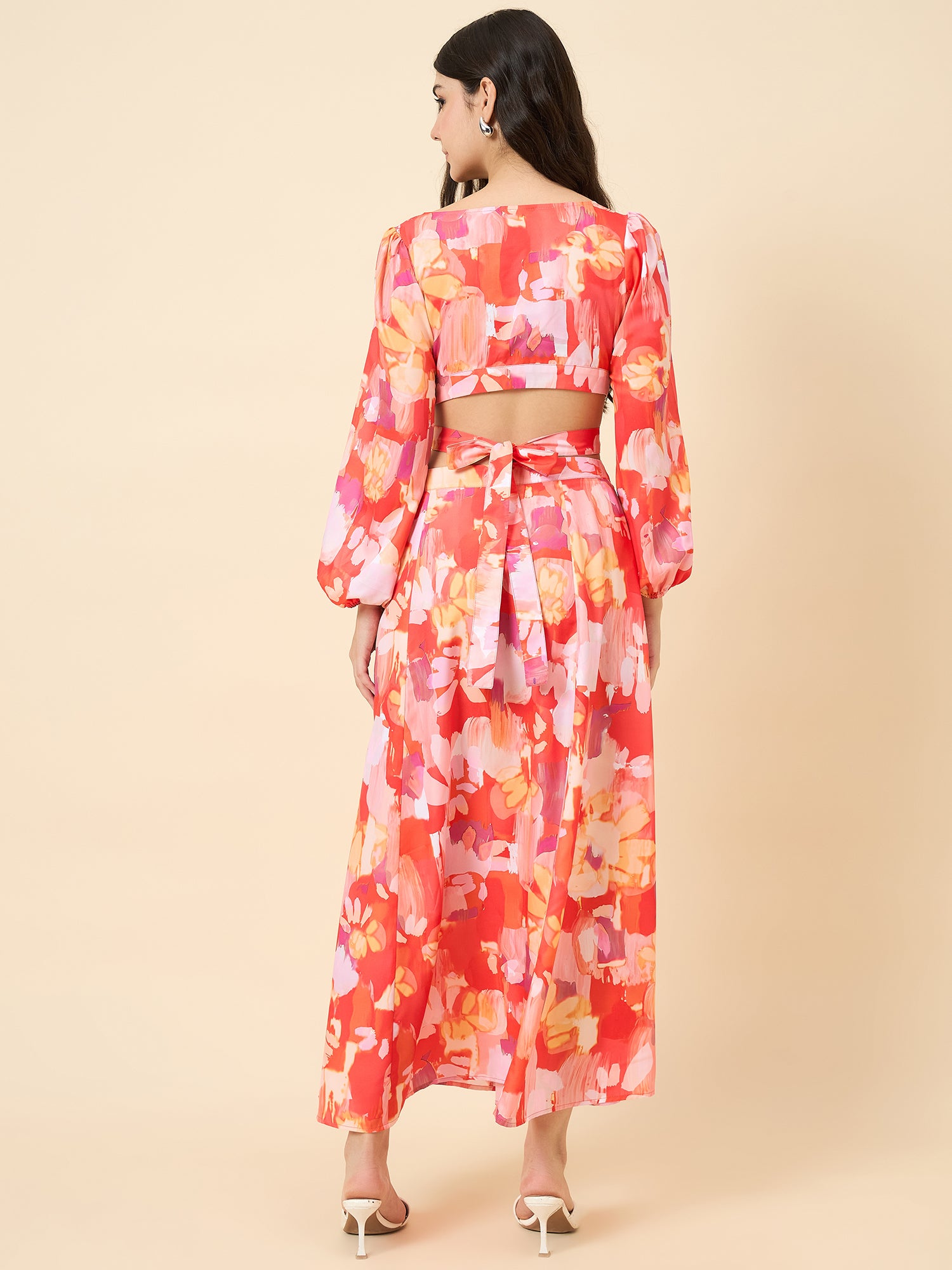 Premium crepe dress in pink colour
