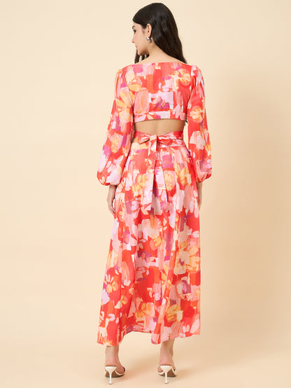 Premium crepe dress in pink colour