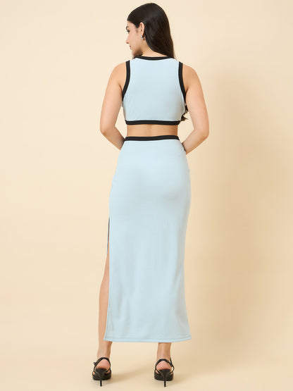 Piping Accent Bodycon Maxi with Side Openings