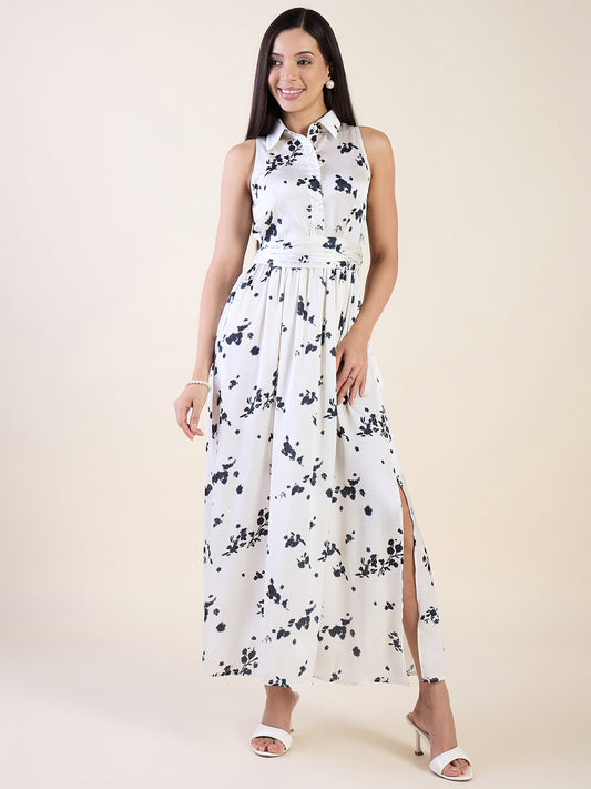Isabella Printed Collared Maxi Dress