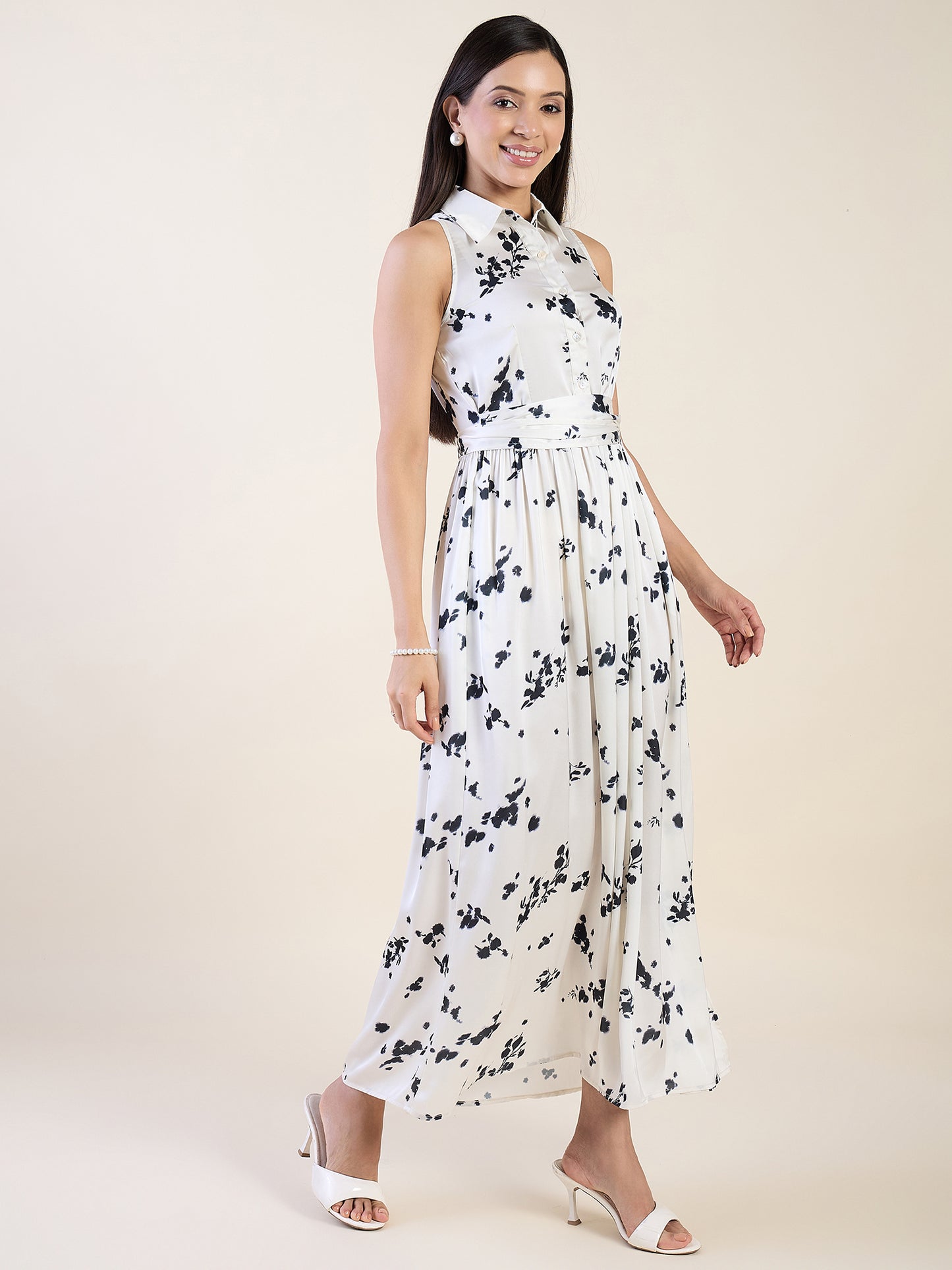 Isabella Printed Collared Maxi Dress