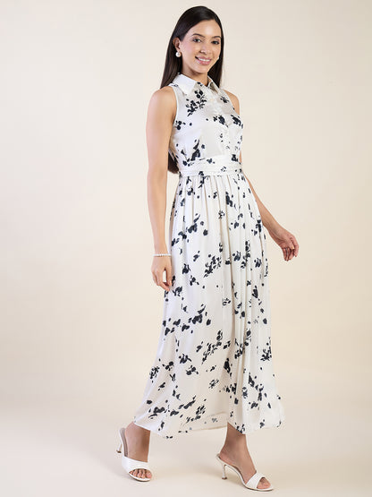 Isabella Printed Collared Maxi Dress