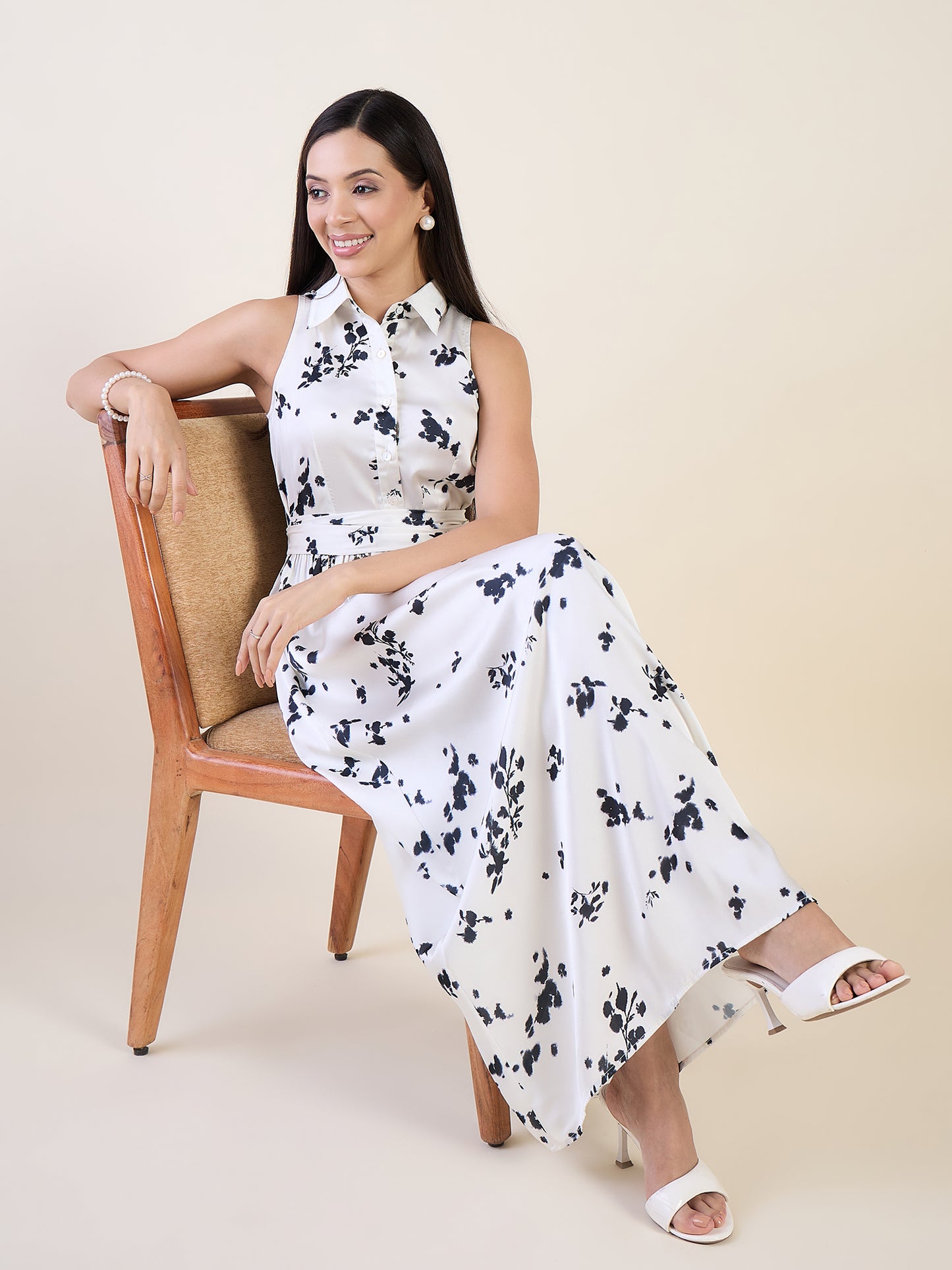 Isabella Printed Collared Maxi Dress