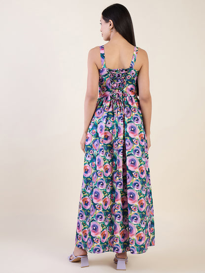 Kavya Printed Lace-Up Maxi