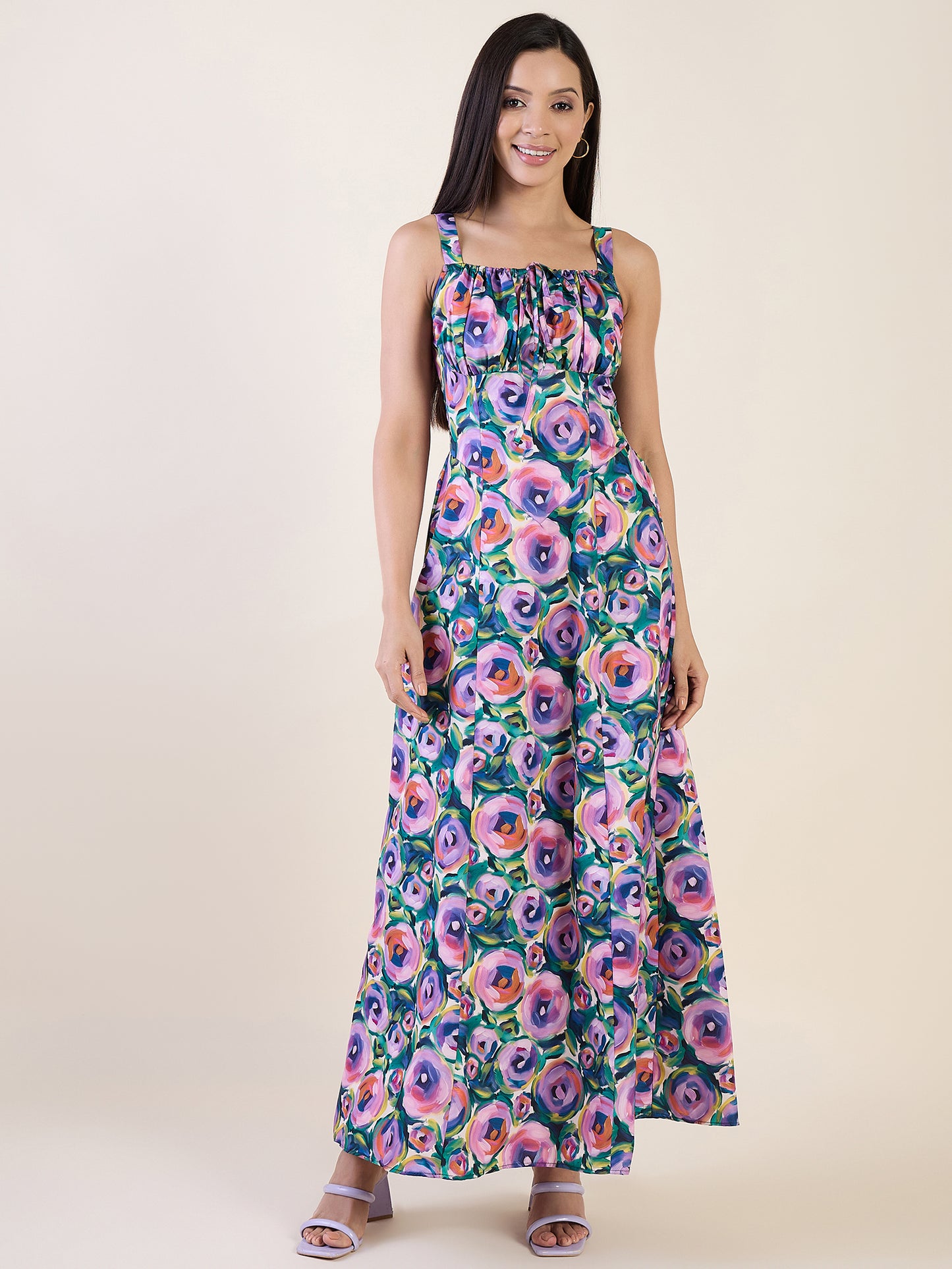 Kavya Printed Lace-Up Maxi