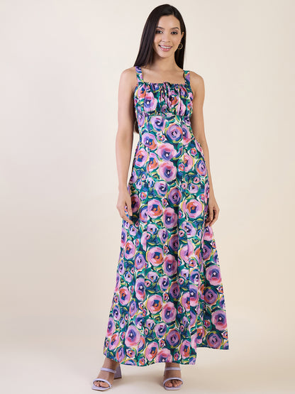 Kavya Printed Lace-Up Maxi