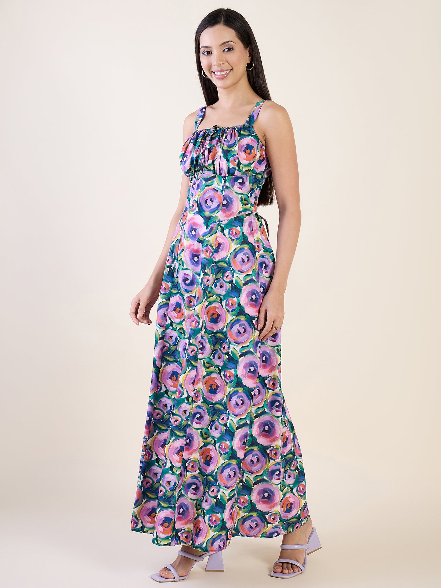 Kavya Printed Lace-Up Maxi