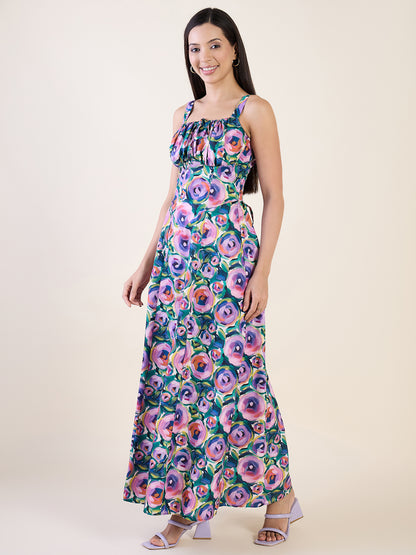 Kavya Printed Lace-Up Maxi