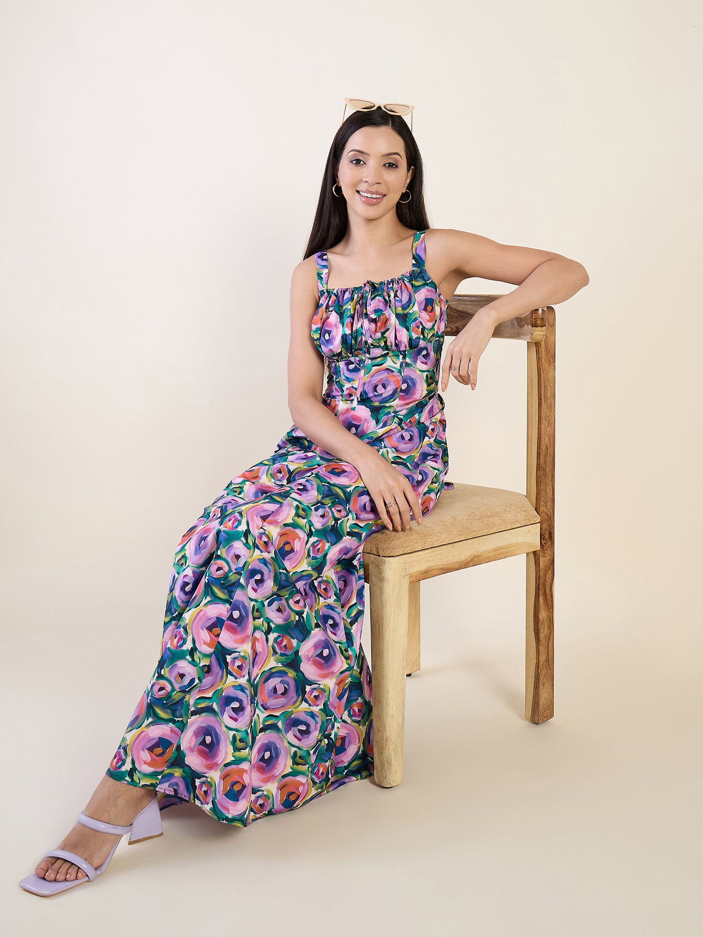 Kavya Printed Lace-Up Maxi