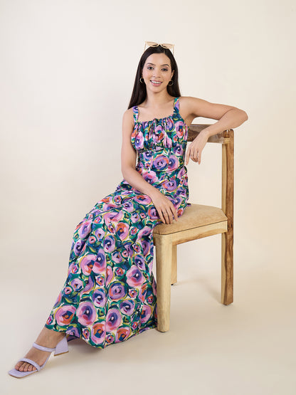 Kavya Printed Lace-Up Maxi