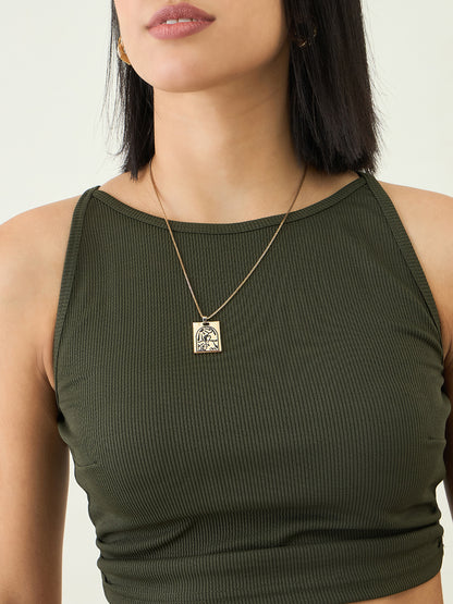 Women's Black Sleeveless Crop Top & High Waist Pants Co-ord Set