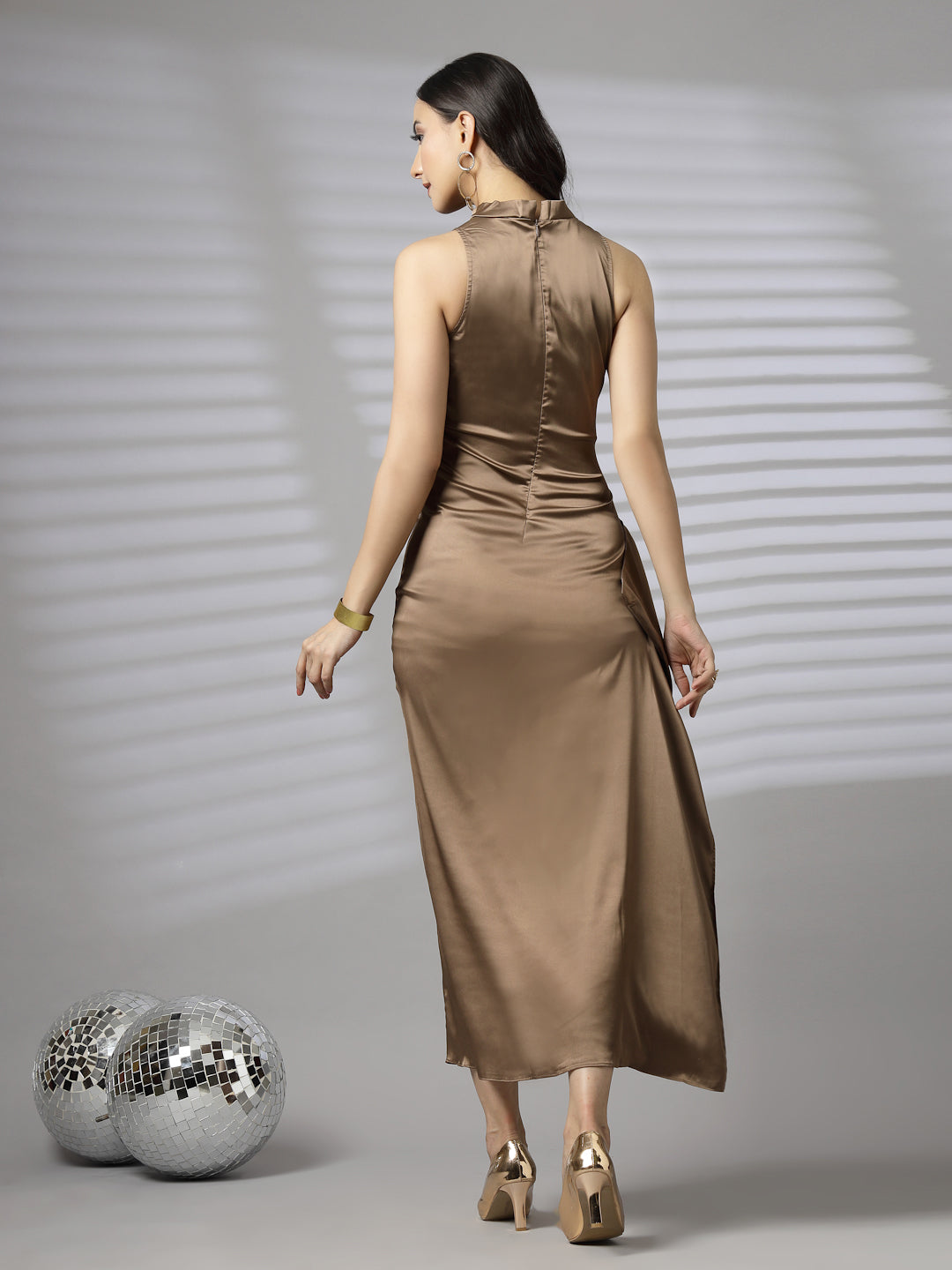 AAYU Women Bodycon Satin Maxi Dress