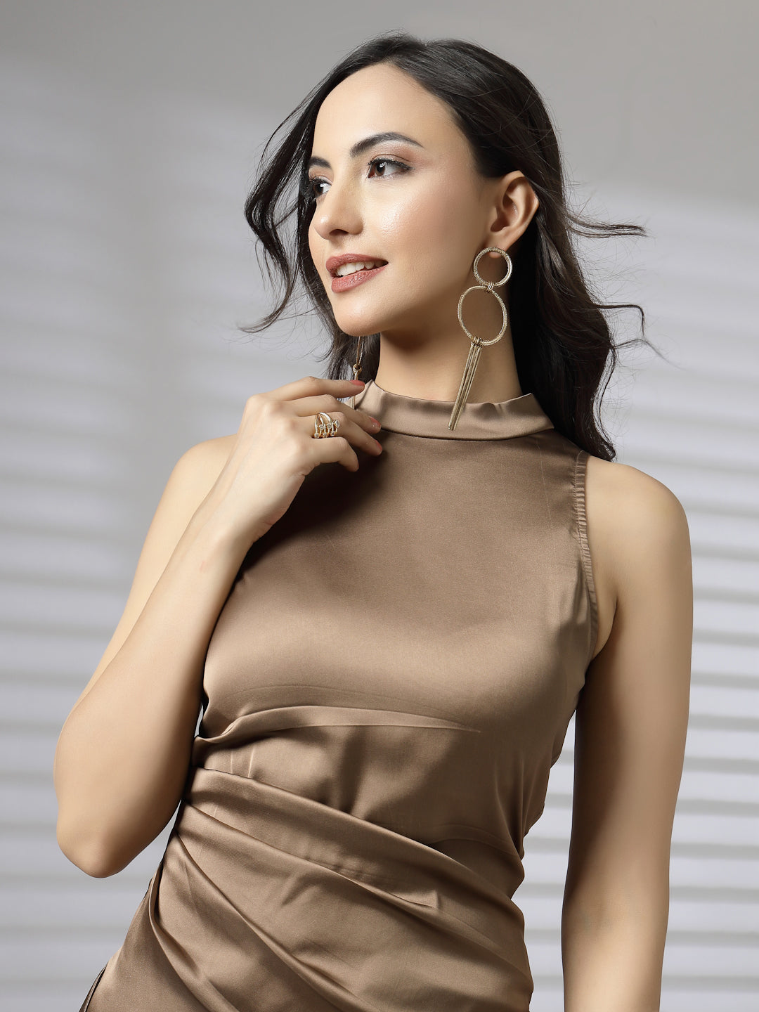 AAYU Women Bodycon Satin Maxi Dress