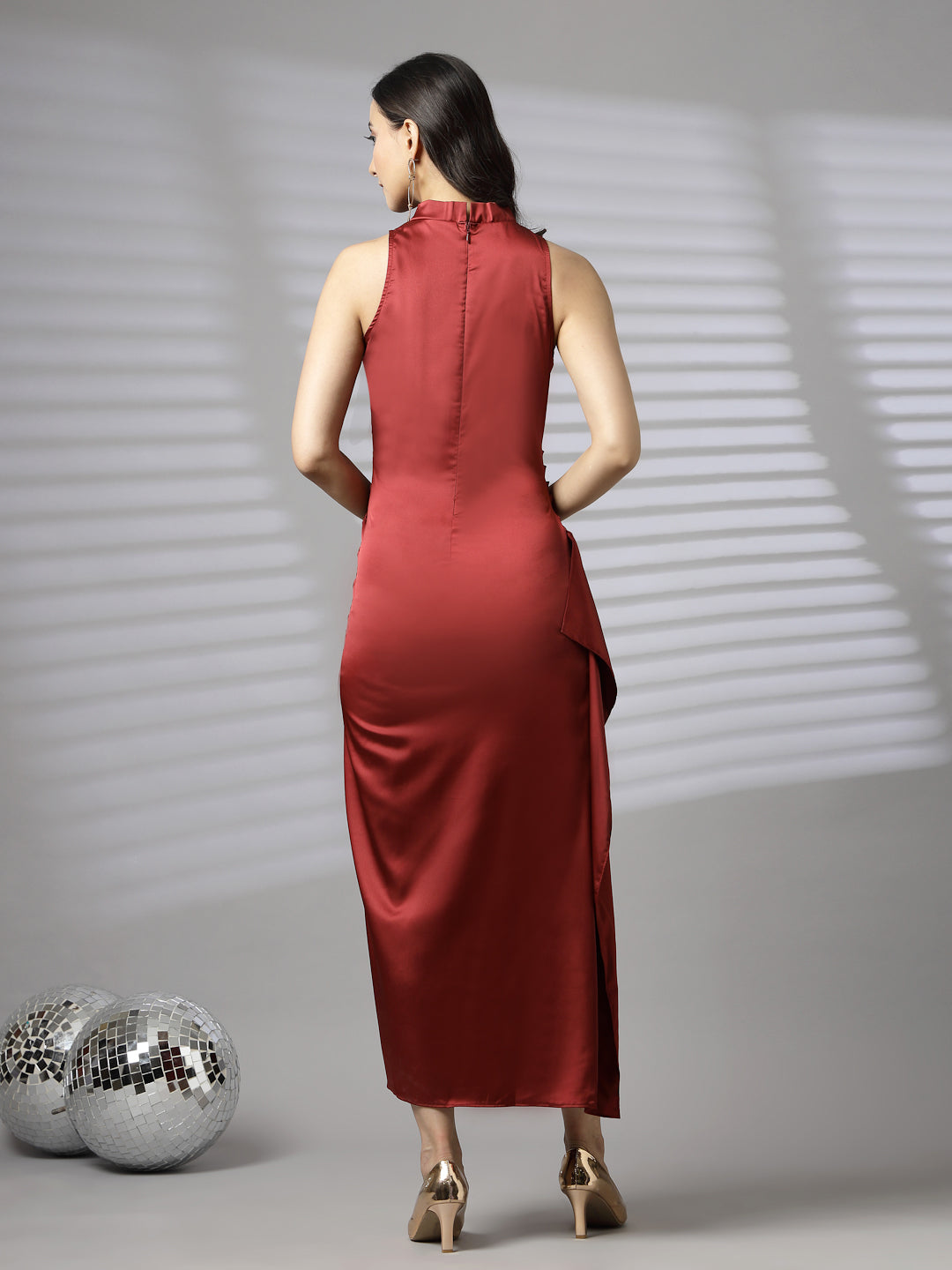 AAYU Women Bodycon Satin Maxi Dress