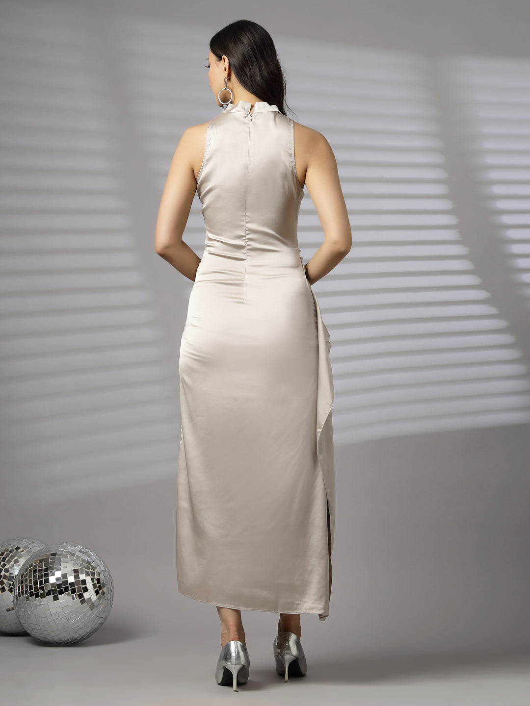 AAYU Women Bodycon Satin Maxi Dress