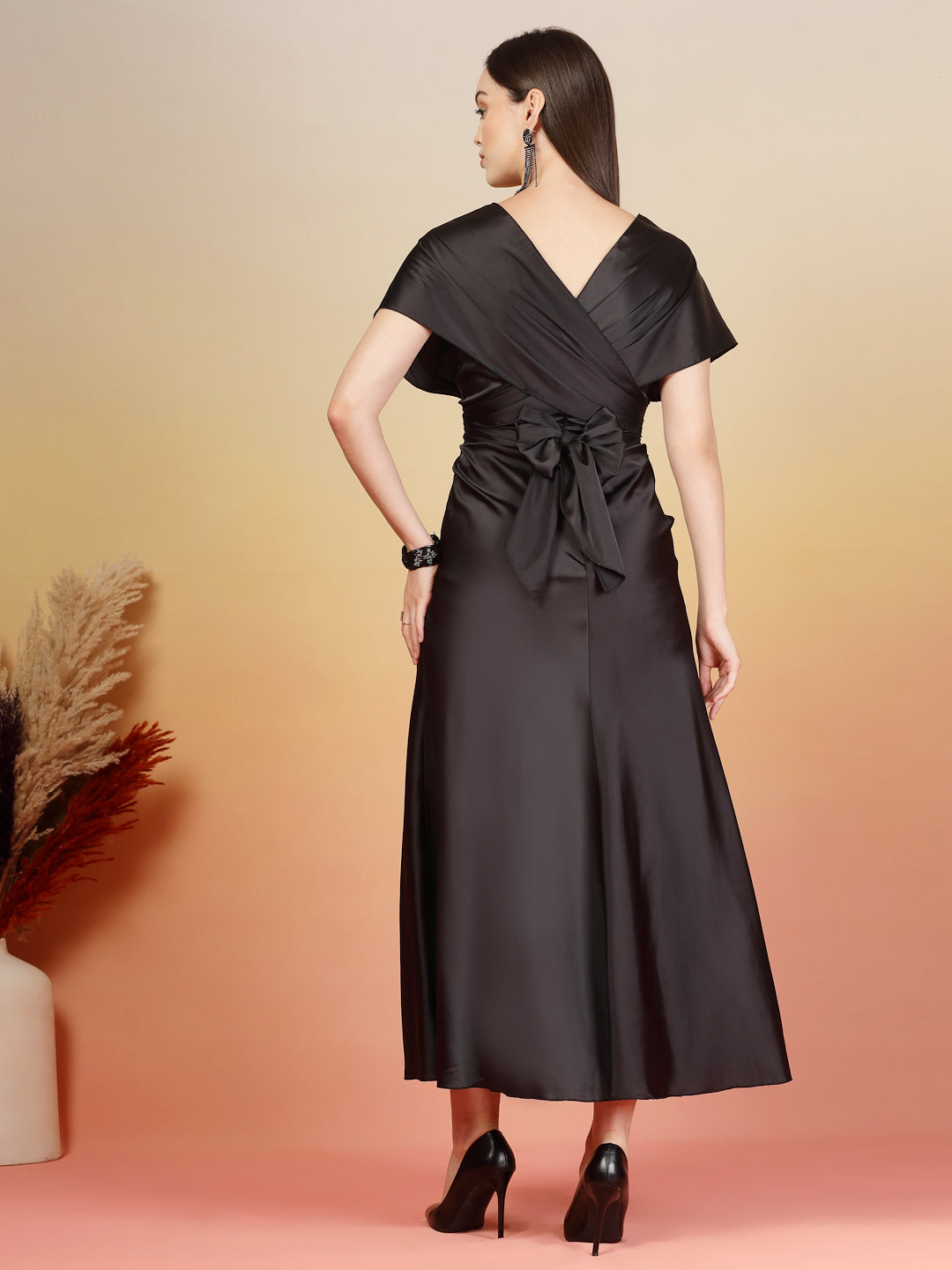 AAYU Women Satin Flared Maxi Dress