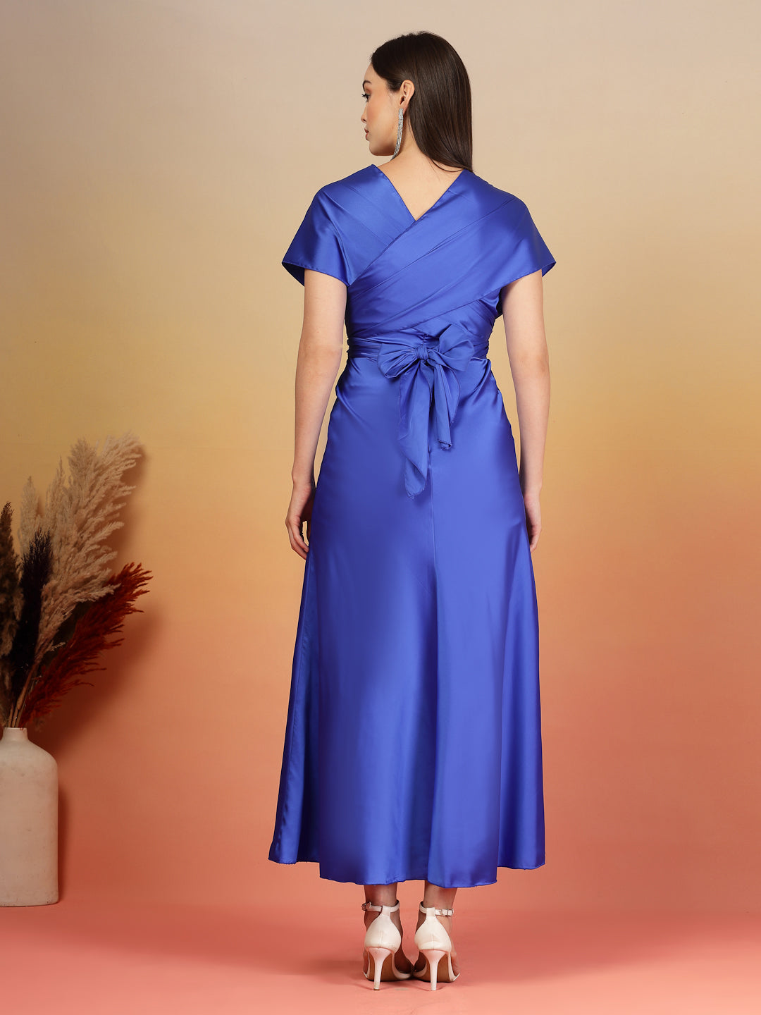 AAYU Women Satin Flared Maxi Dress