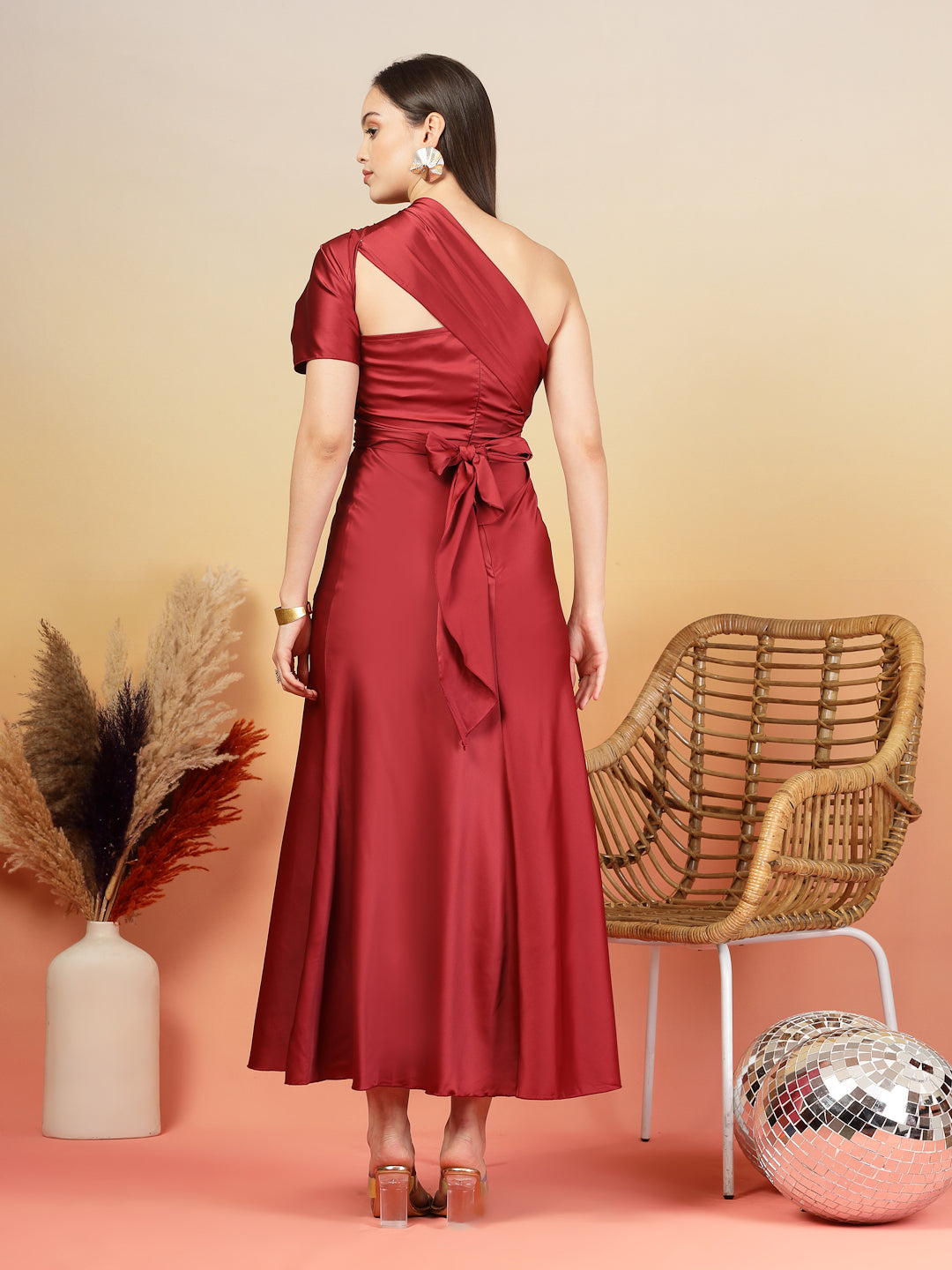 AAYU Women Satin Flared Maxi Dress