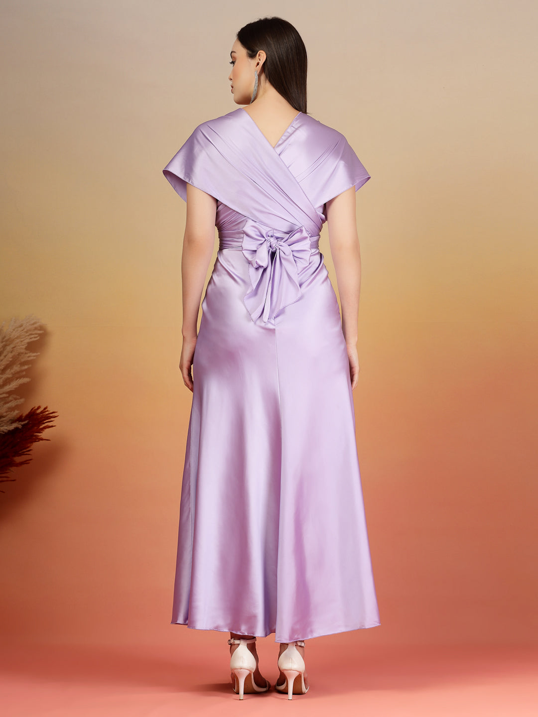 AAYU Women Satin Flared Maxi Dress