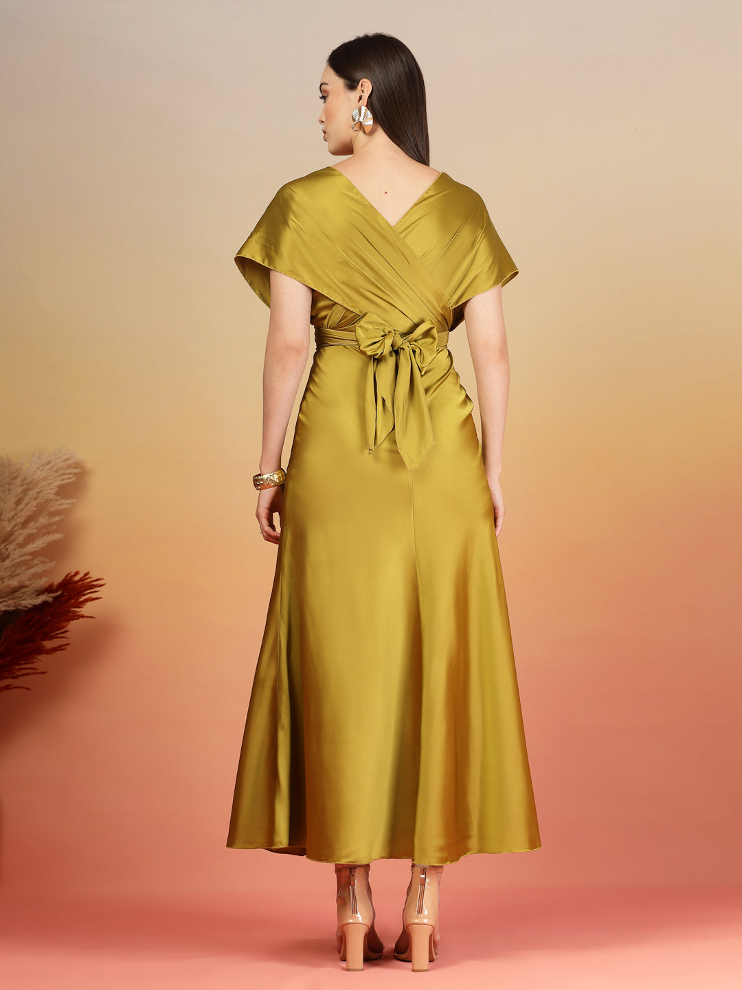 AAYU Women Satin Flared Maxi Dress