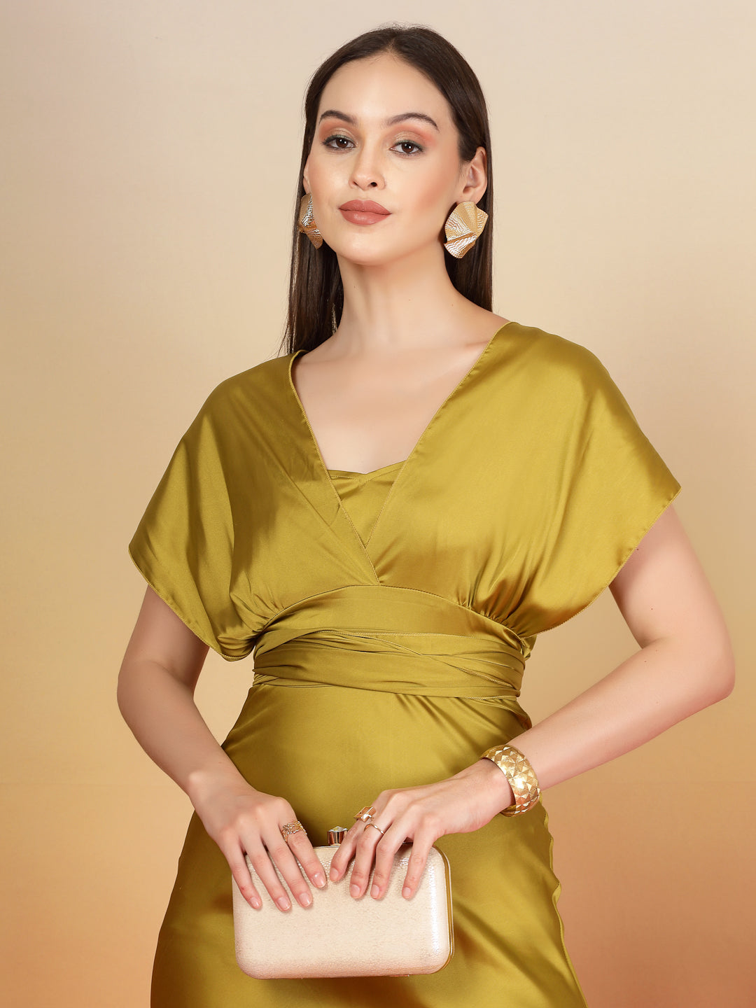 AAYU Women Satin Flared Maxi Dress