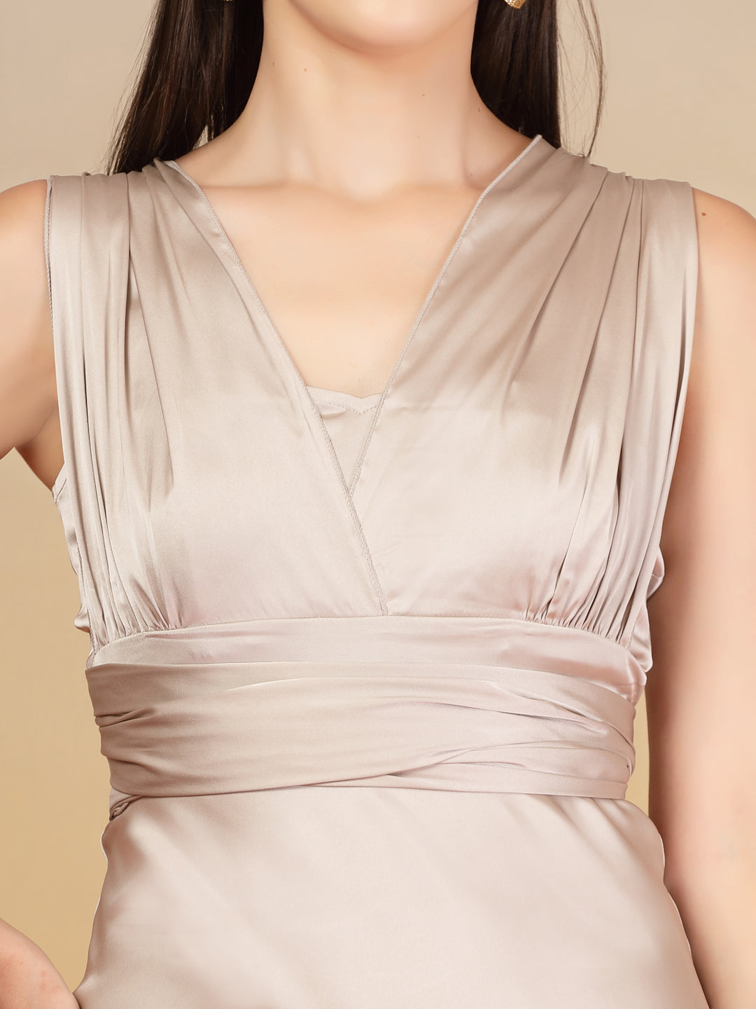 AAYU Women Satin Flared Maxi Dress