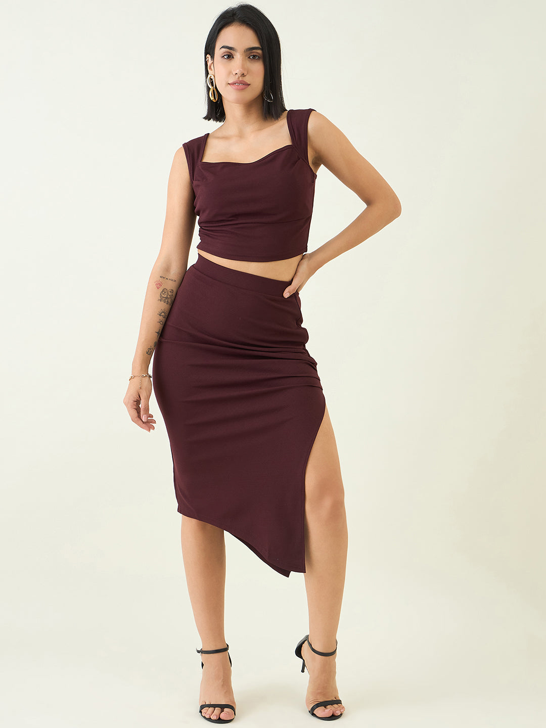 Valentino Knit Crop Top and High Waist Skirt Set