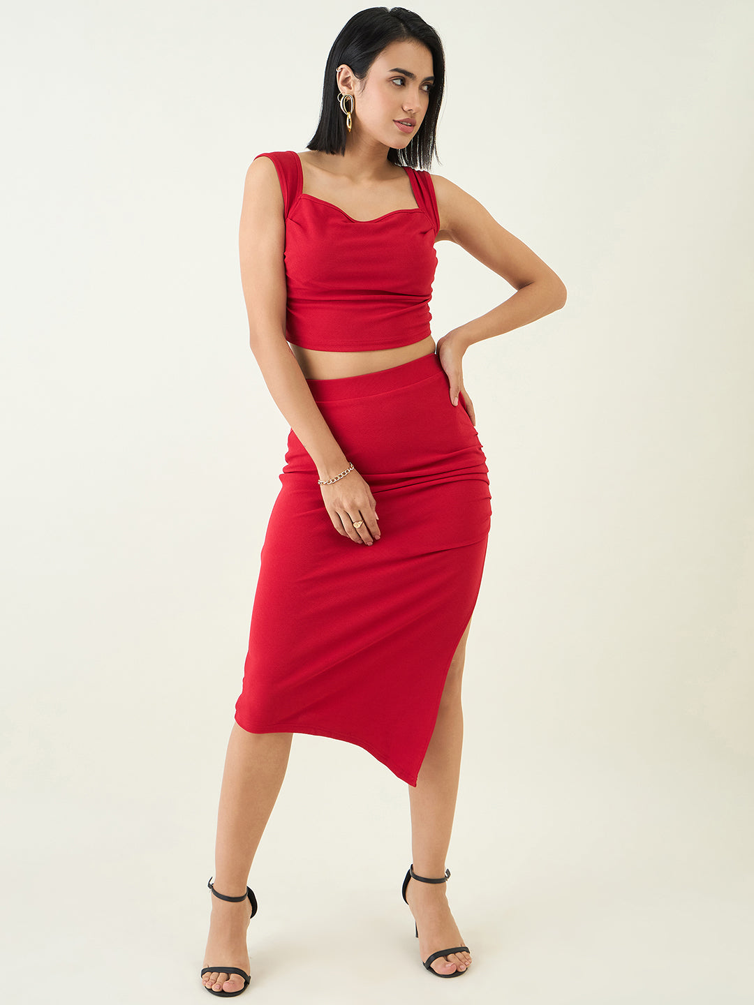 Valentino Knit Crop Top and High Waist Skirt Set