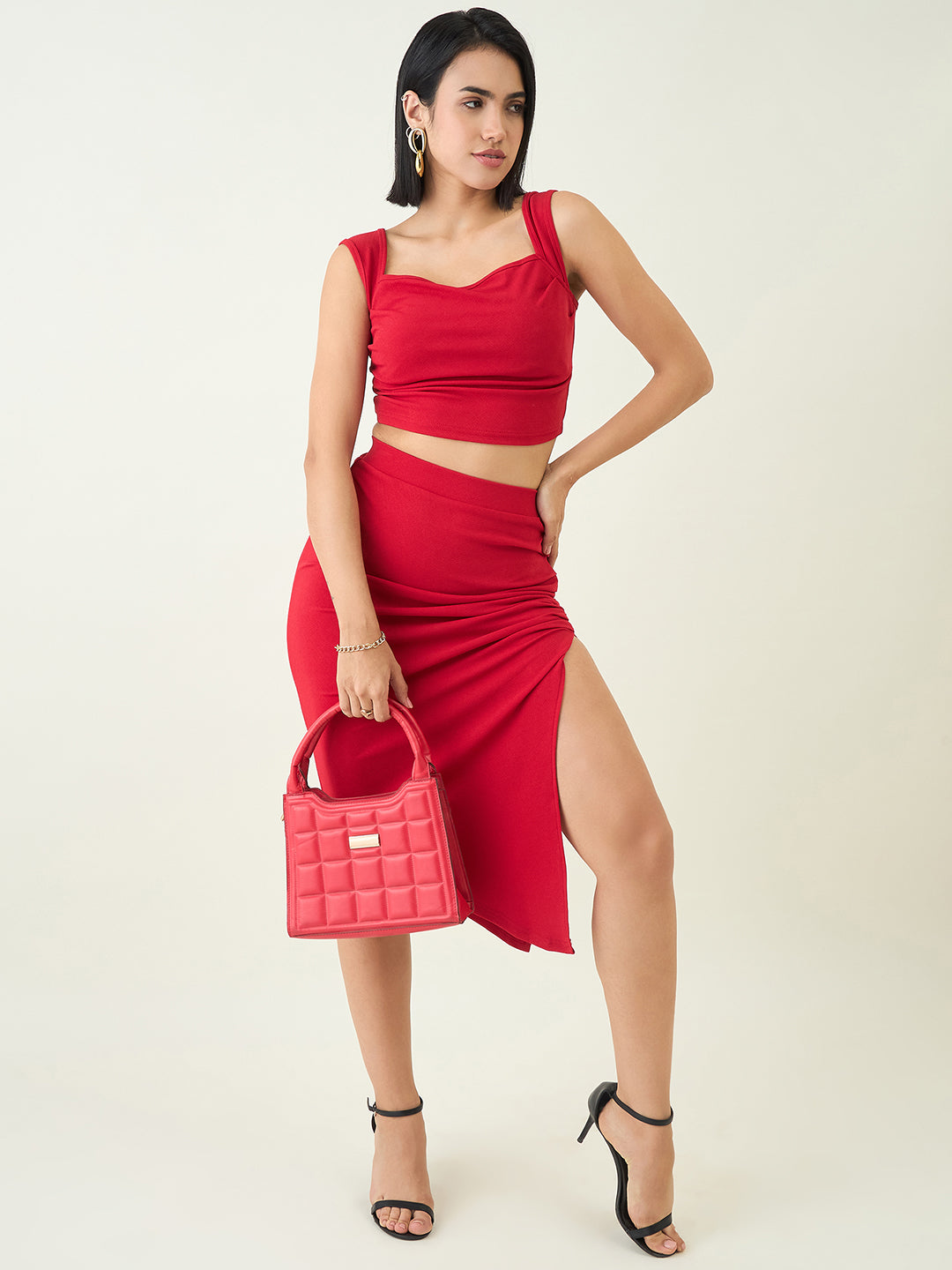 Valentino Knit Crop Top and High Waist Skirt Set