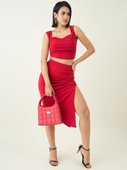 Valentino Knit Crop Top and High Waist Skirt Set
