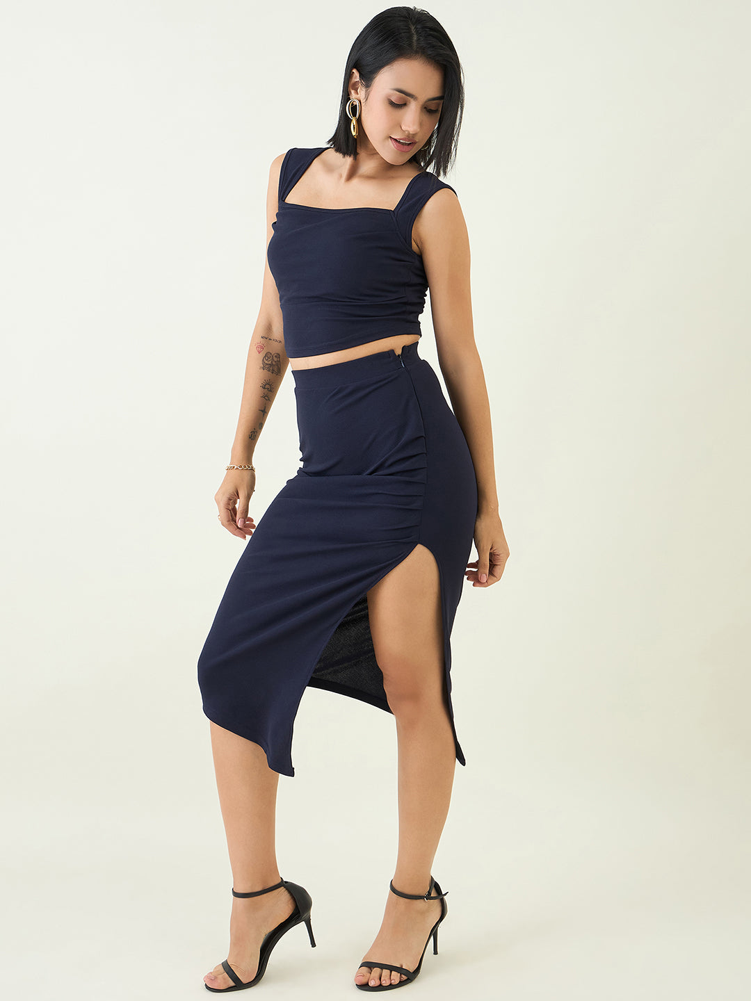 Valentino Knit Crop Top and High Waist Skirt Set