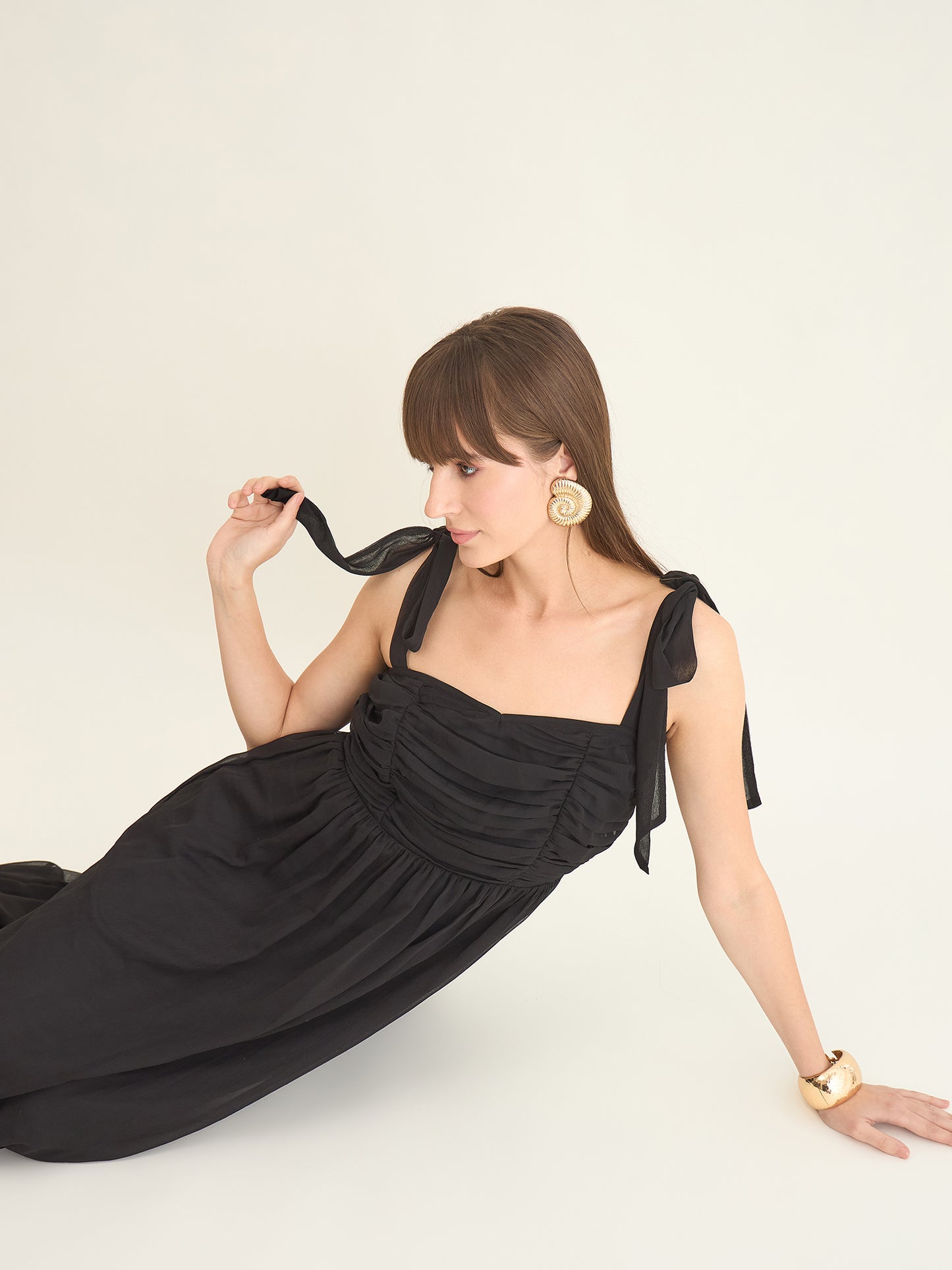 Chiffon Tiered Maxi with Bow Shoulder Straps