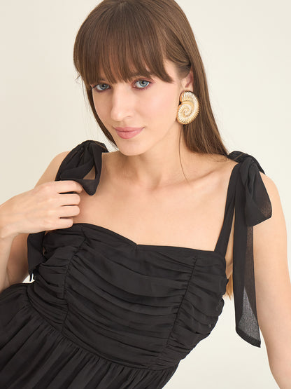 Chiffon Tiered Maxi with Bow Shoulder Straps