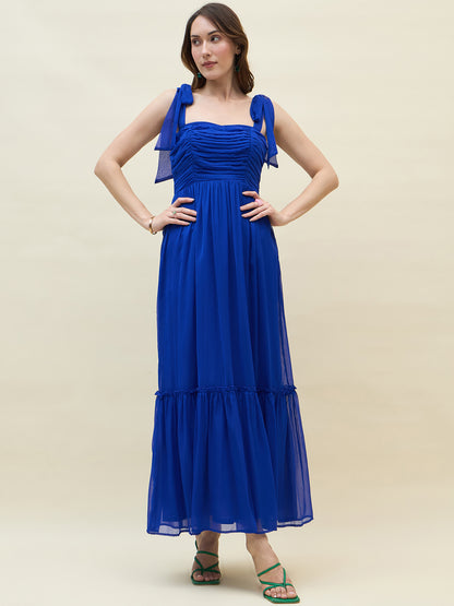 Chiffon Tiered Maxi with Bow Shoulder Straps