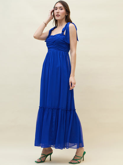 Chiffon Tiered Maxi with Bow Shoulder Straps