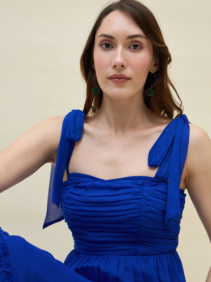 Chiffon Tiered Maxi with Bow Shoulder Straps